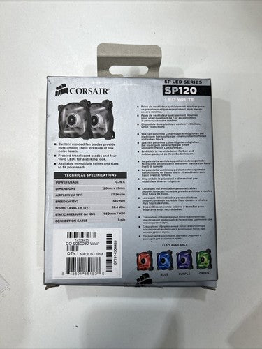 Air Series™ SP120 LED White High Static Pressure 120mm Fan Twin Pack