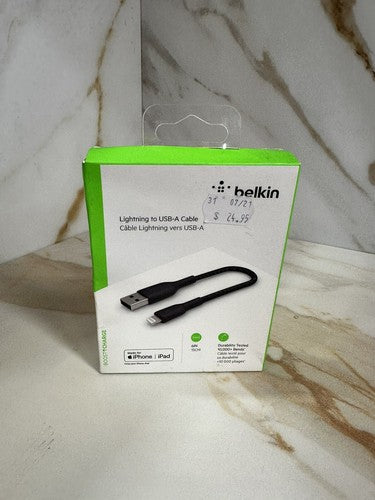 Belkin Boostcharge Braided Lightning to USB-A Cable 15cm Black (box 22)
