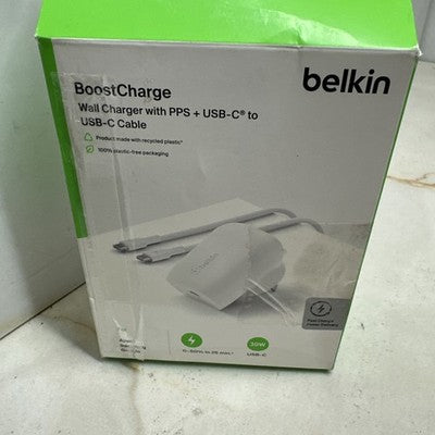 Belkin BoostCharge 30W USB-C PD 3.0 PPS Wall Charger with USB-C Cable - White