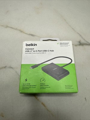 Belkin Connect USB-C to 4 Port USB-C Hub Multiport Adapter 100W PD