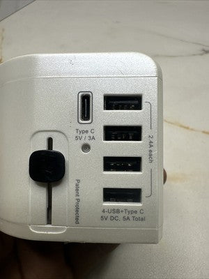 Mcgear PD155 TYPE-C + 4 USB Multi-Nation World Travel Adapter - White
