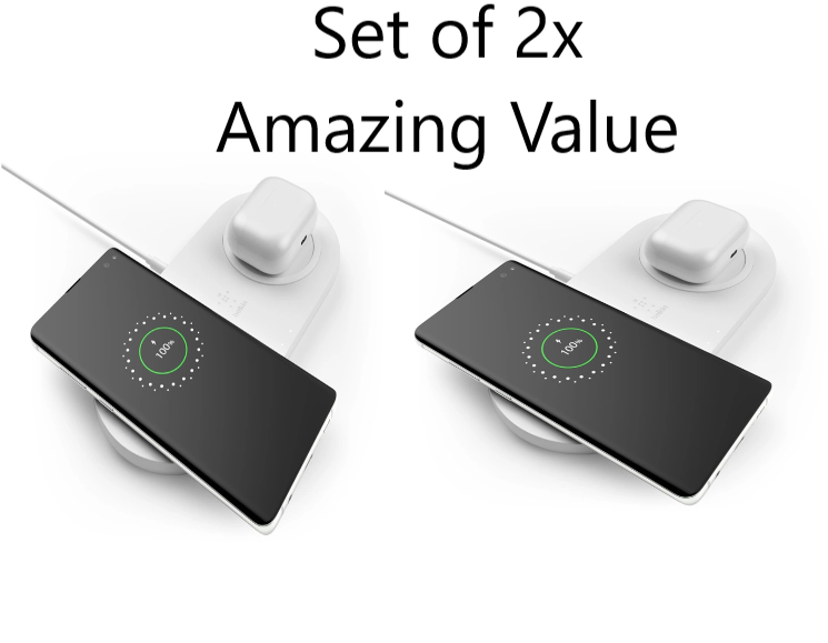 2x Belkin BOOSTCHARGE Dual 10W Wireless Charging Pads Box White --(Box 4)