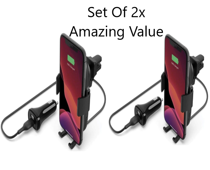 2x Belkin BOOSTCHARGE Wireless Car Charger with Vent Mount 10W --(Box 555)